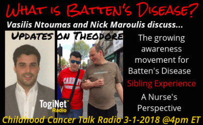 Theodore’s Brother, Vasilis, and Nick Maroulis, discuss, with Janet Demeter, on Childhood Cancer Talk Radio